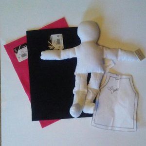 NWT muslin ragdoll with felt & dress pattern